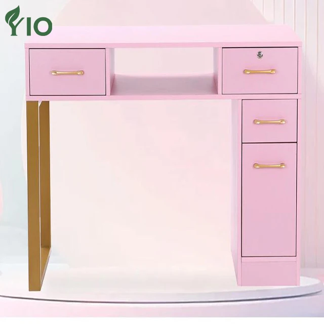 

Профессиональный розовый стол для ногтей со встроенным вакуумным маникюрным столом, мебель для салона