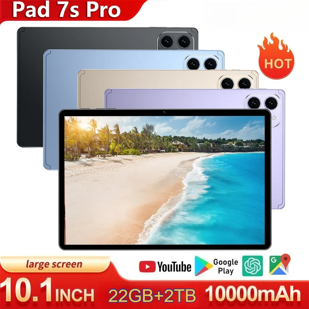 

2026 Новый Pad 7s Pro Оригинальный планшет 10,1 HD Android Глобальная версия Планшеты 22 ГБ + 2 ТБ 10000 мАч Tab 4G 5G Dual SIM WIFI Для детей ПК
