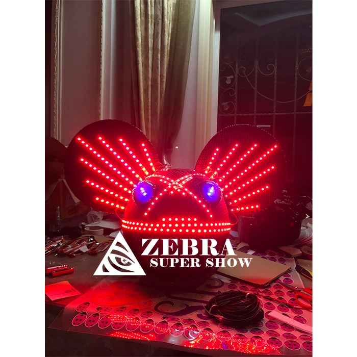 Technologia Świecący kapelusz mysz Kaptur na imprezę Kask LED Festiwal muzyczny Bar Wydajność na żywo Nakrycie głowy Bar Gogo Show Performance