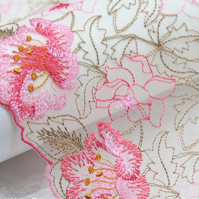 Flower Embroidery Lace Accessories Curtain Sofa Cushion Decoration Lace Two Color Screen Bottom Polyester Yarn Pressed Wholesale