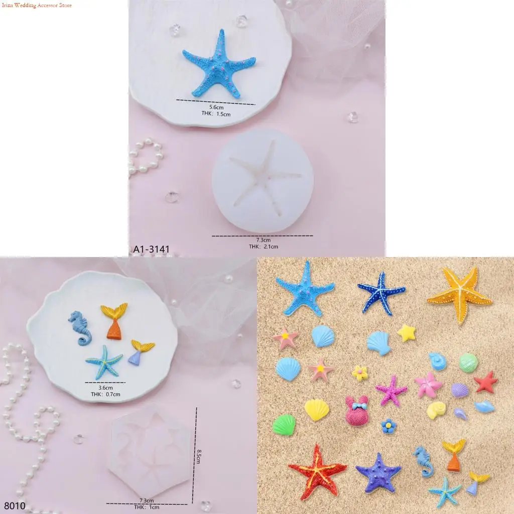 

G92D Пищевая силиконовая форма с узорами океанических морских звезд и ракушек, подходящая для творческих проектов и изготовления