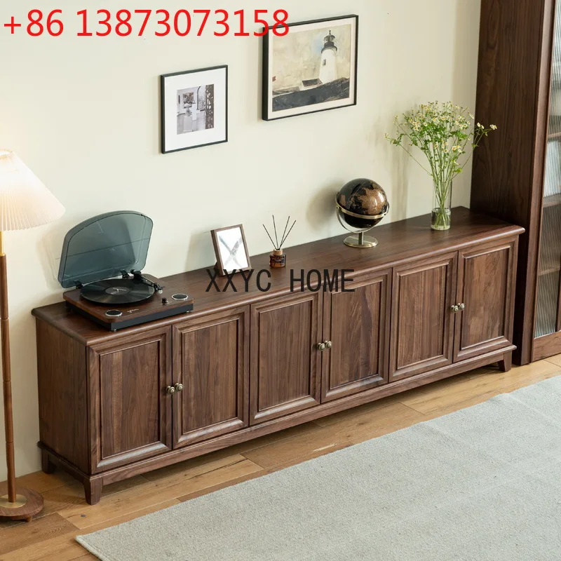 

North American black walnut TV cabinet solid wood modern simple Nordic Japanese living room small apartment video cabinet