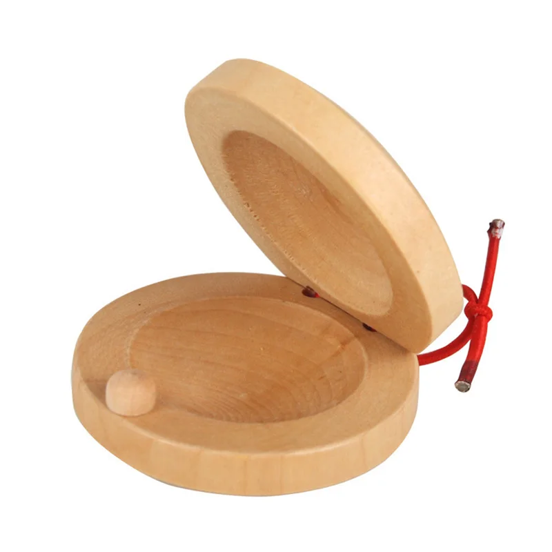 Wooden Percussion Instrument Finger Castanets Wood Castanets Musical Instrument For Percussion Toy
