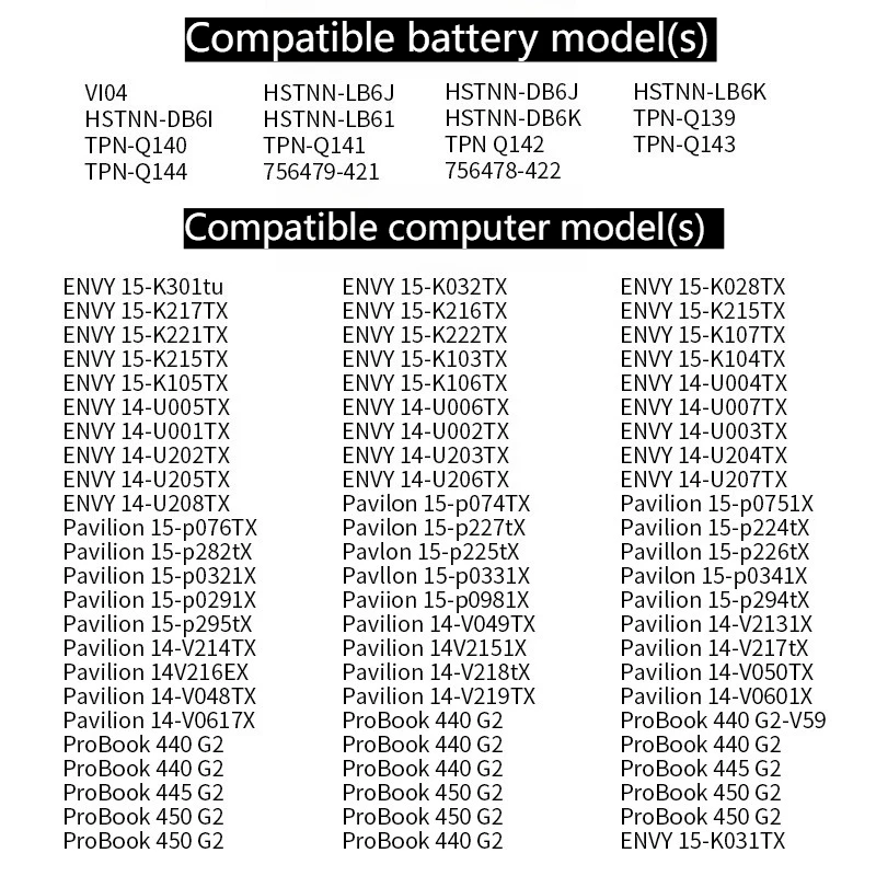 ل HP HSTNN-LB6K VIO4 L1L26PA K2N94PA ل Envy 15 K229tx ProBook 440 G2 ل جناح 15-p003ax بطارية الكمبيوتر المحمول V104 2800mAh #5