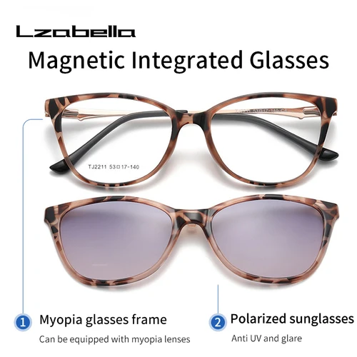Lzabella, gafas de sol magnéticas polarizadas con Clip a la moda para mujer, monturas de gafas graduadas ópticas ultraligeras con forma de ojo de gato 2211