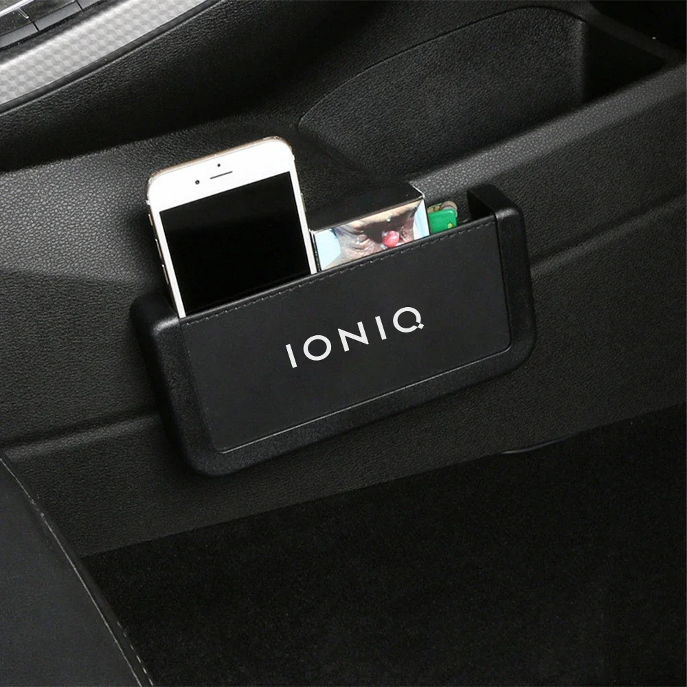 For Hyundai IONIQ 5 6 7 Auto Dashboard Holder Pocket PU Leather Car Seat Side Hanging Storage Box Car Interior Accessories