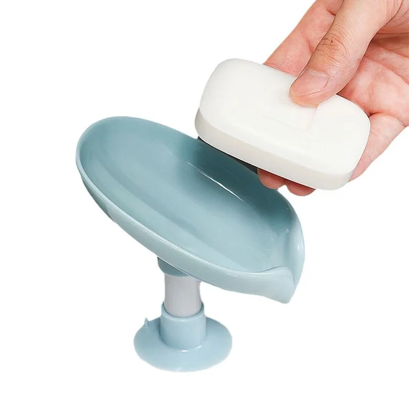 1/2pcs Drain Soap Holder Leaf Shape Soap Box Suction Cup Drying Rack for Shower Sponge Container Kitchen Bathroom Accessories