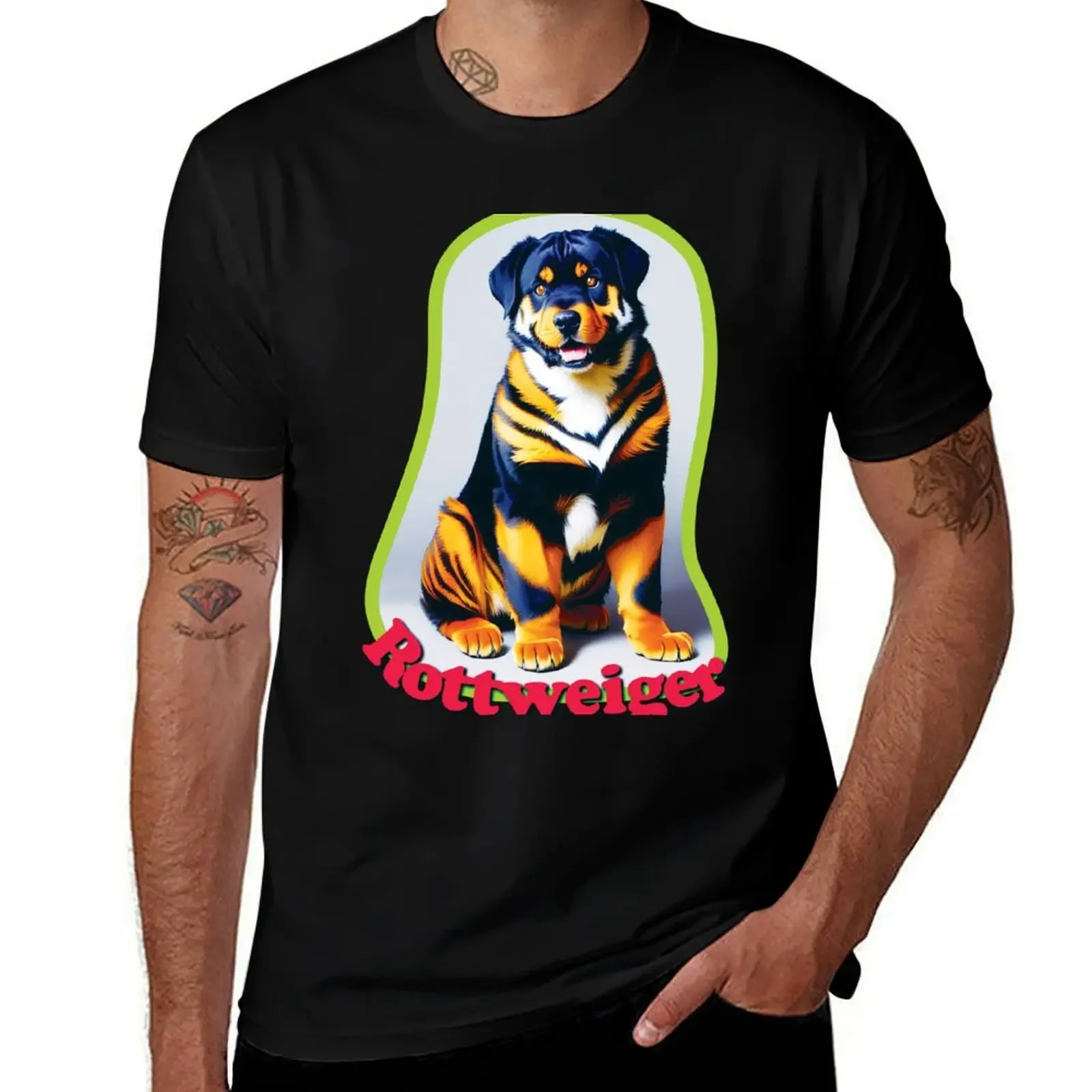 

Rottweiger the Rottweiler Tiger T-Shirt anime stuff Aesthetic clothing summer clothes korean fashion mens funny t shirts