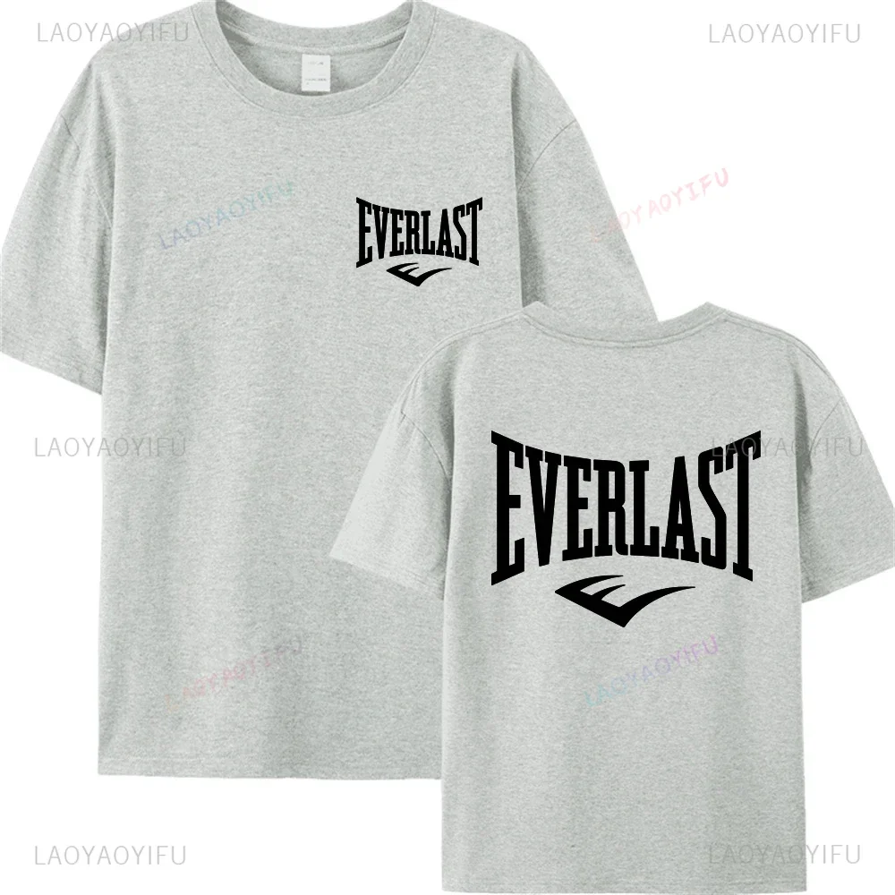 EVERLAST Boxing Logo Cotton T-shirt Fashion Men\'s and Women\'s Short-sleev Printed Tshirt Casual Harajuku Street Clothes Tops