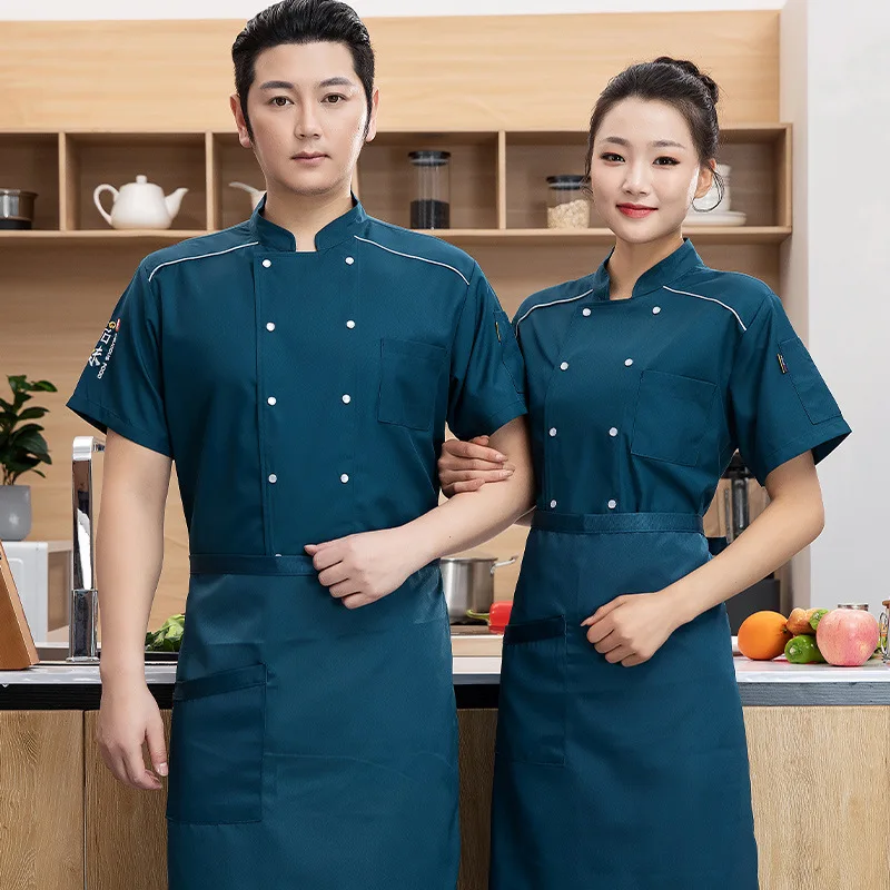 シェフの制服、男女兼用半袖スタッフ作業服、製菓、ケーキ作り、ホテルやレストランの厨房作業ユニフォーム