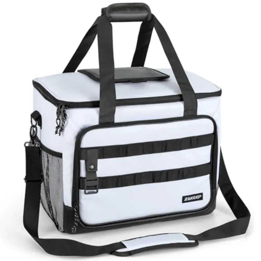 

Soft Cooler Bag, 30 Cans Collapsible Cooler with Adjustable Shoulder Straps, White Ice Chest for Camping, Beach, Hiking, Picnic