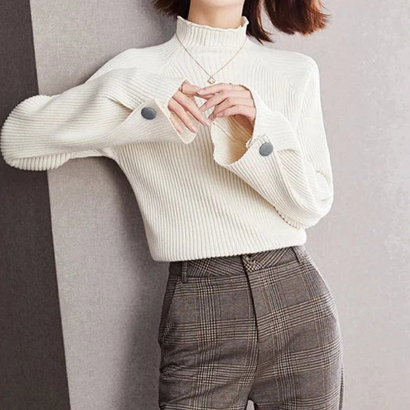 

Lazy Style Loose Soft Half Turtleneck Sweater For Women, Autumn And Winter Korean Version Slim Fit Warm Base Knitwear