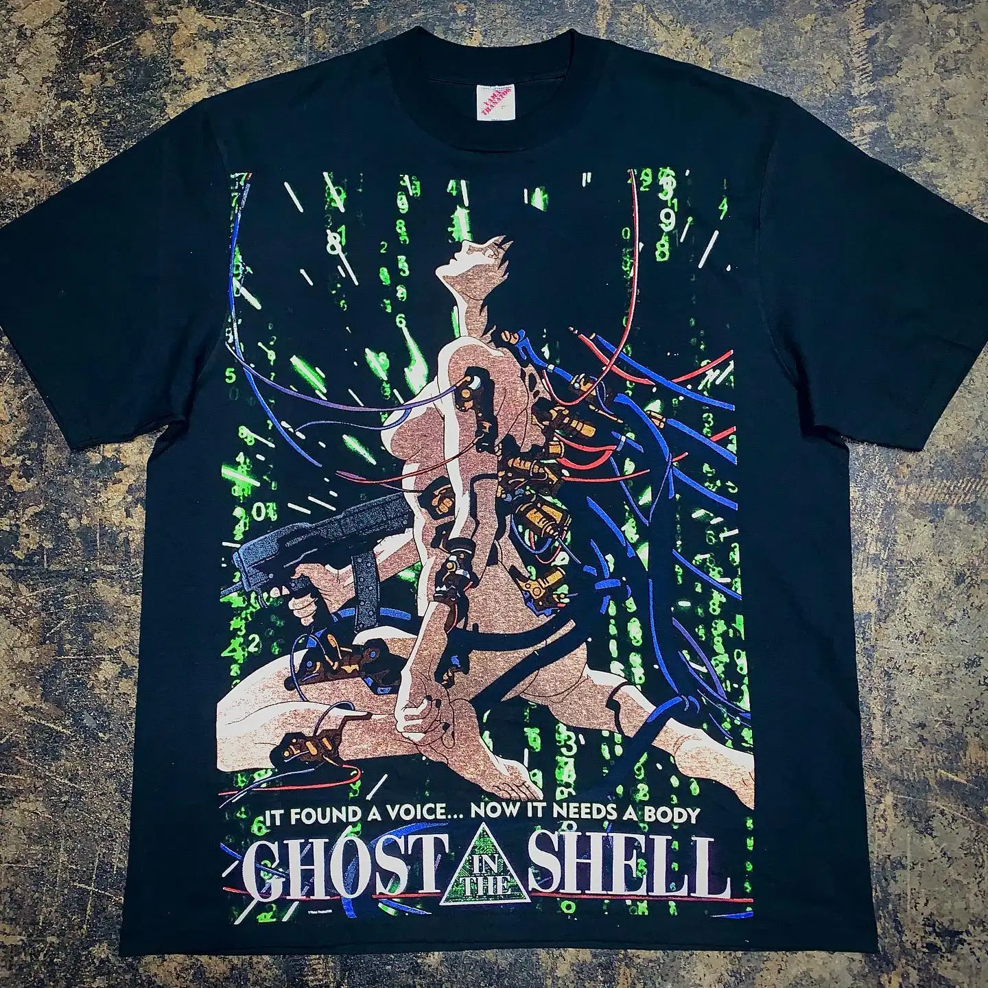 Ghost in the shell by anime print short sleeves loose plus size vintage high street t-shirt for men and women