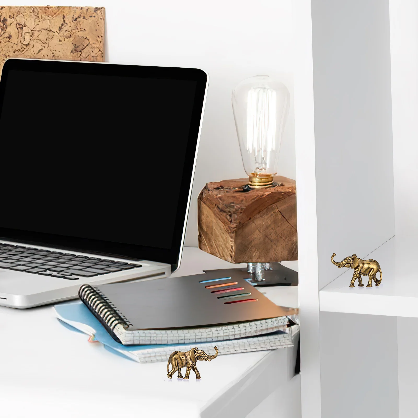 

2Pcs Solid Brass Elephant Decor Vintage Tabletop Animal Decor Creative Brass Craft Ornament for Home Office Retro Animal Statue