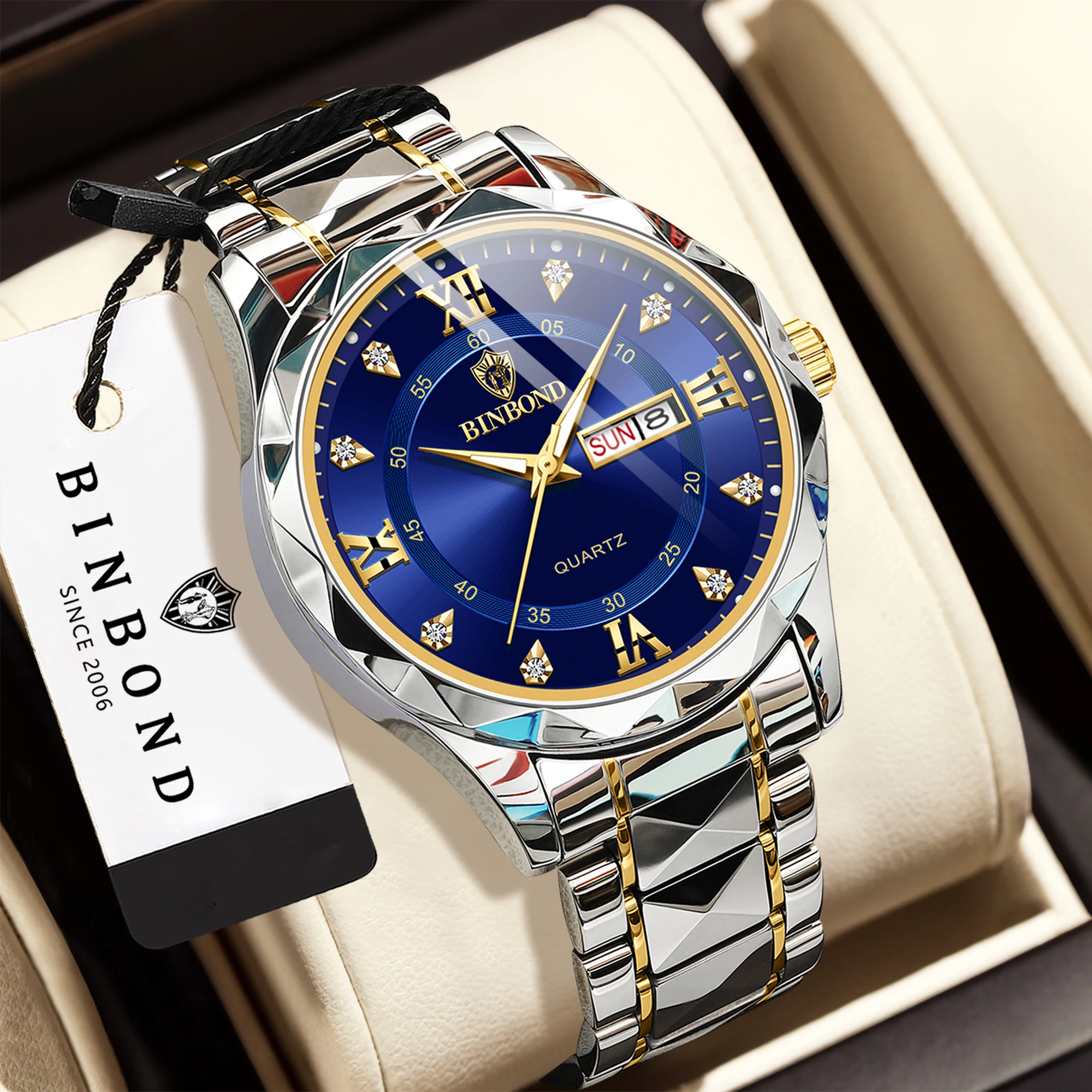Men's Precise Auto Date Quartz Watch with Luminous Features