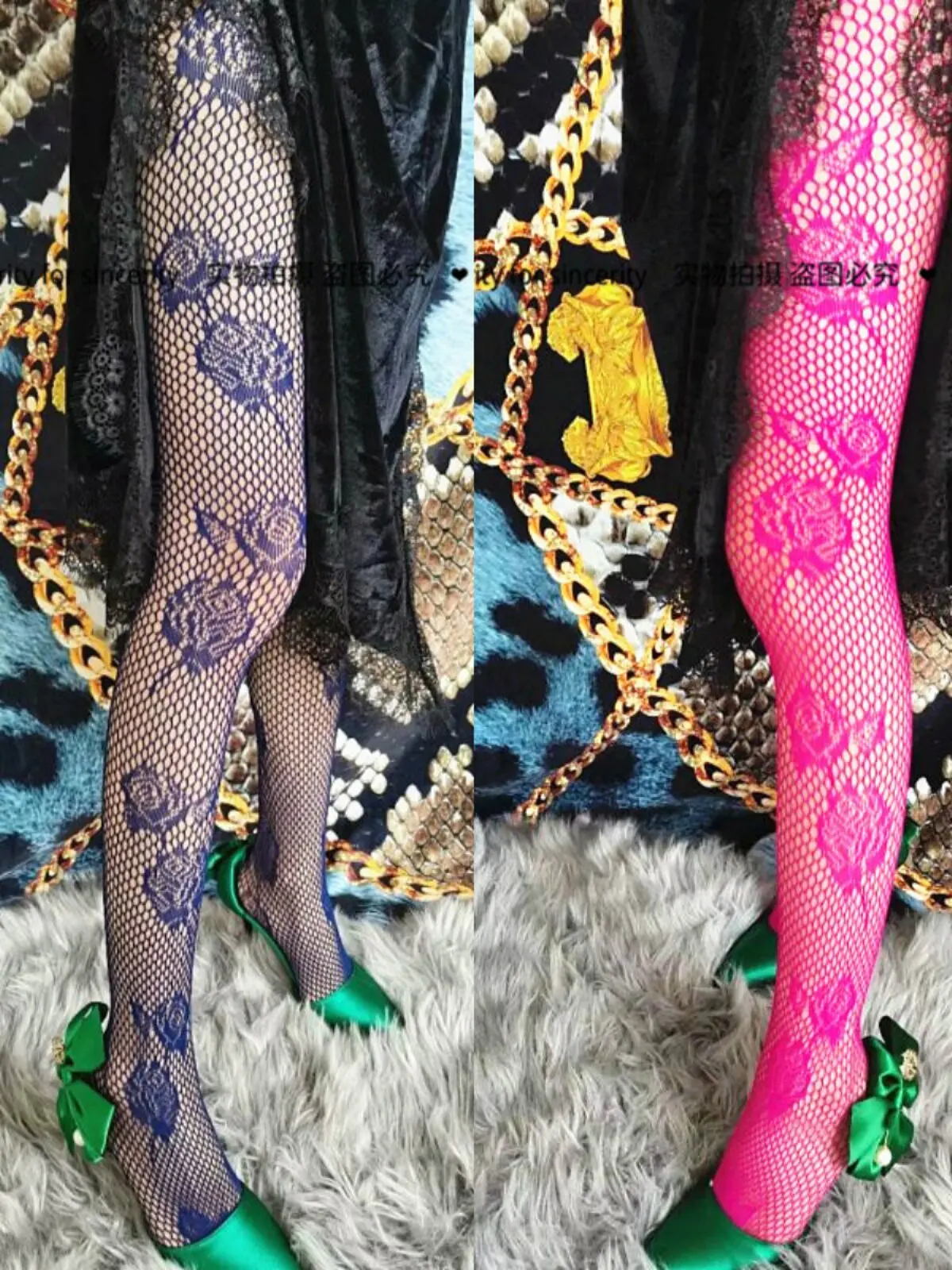 New Arrival Korean Y2K‑Color Trendy Hollow‑Out Fishnet Pantyhose, Vintage Peony Special Textured Pattern Women Fashion Tights