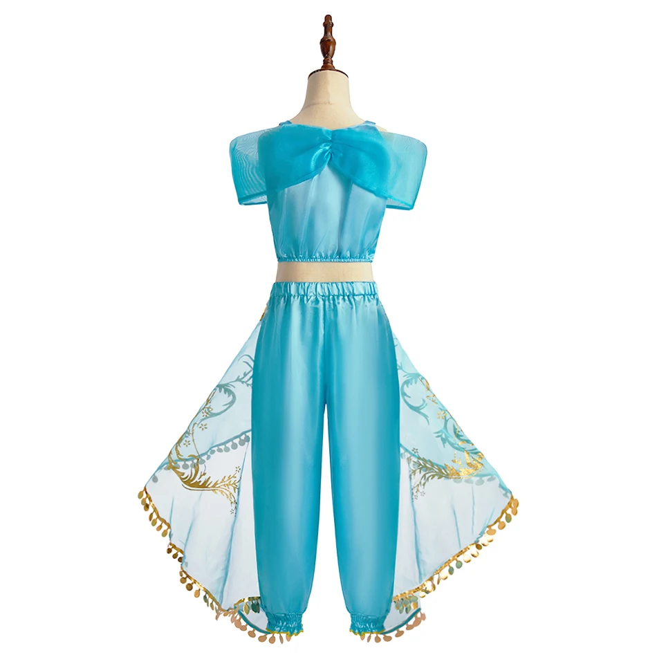 Girls Cosplay Jasmine Costume Kids Arabian Princess Clothes Children Aladdin Lamp Christmas Dress Halloween Evening Dress 3-10T