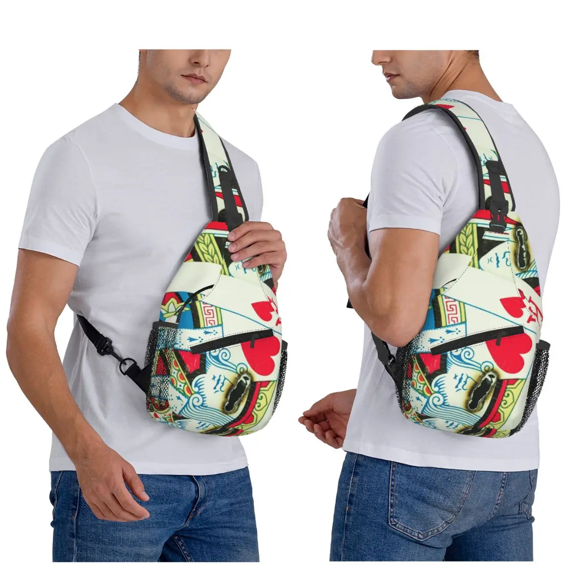 

Нагрудная сумка для выжженных игральных карт, мужской рюкзак через плечо на слинге, нагрудная сумка, дорожный походный рюкзак, сумка на плечо