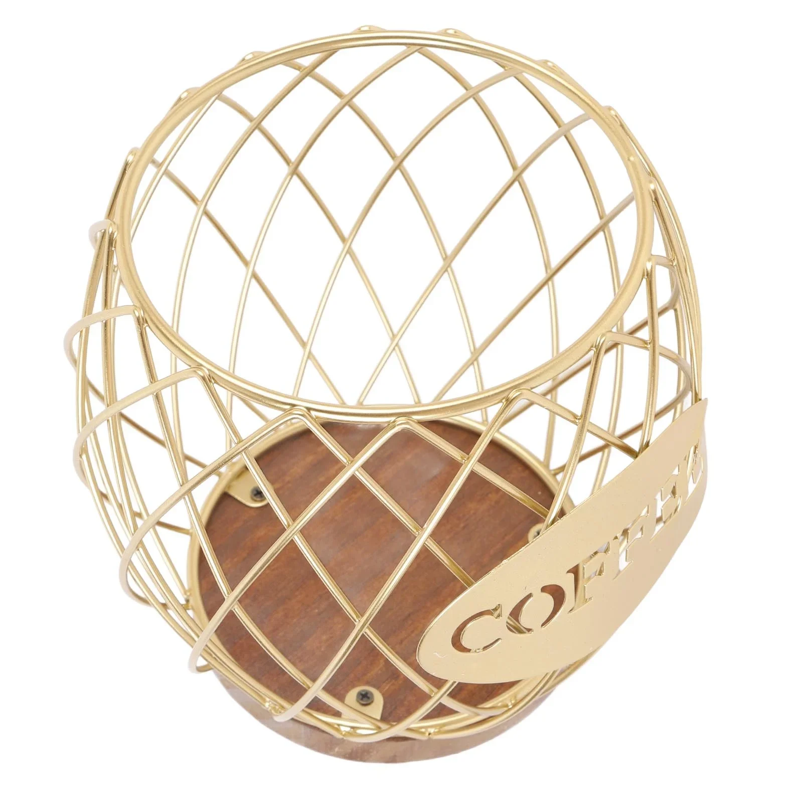Coffee Pod Holder Iron Large Capacity Stylish Look Easy Access Wooden Base Coffee Pod Storage Organizer for Home Coffee Bar