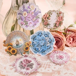 Journal GO 15pcs/lot Vintage Lace Flower Landscaping Material Paper Dream Tea Party Collage Sticker Creative DIY Journal Labels