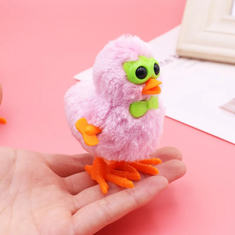 Wind Up Plush Chicken Hopping Funny Chicken Kids Educational Toy Clockwork Jumping Walking Chicks Toys Kids Gift