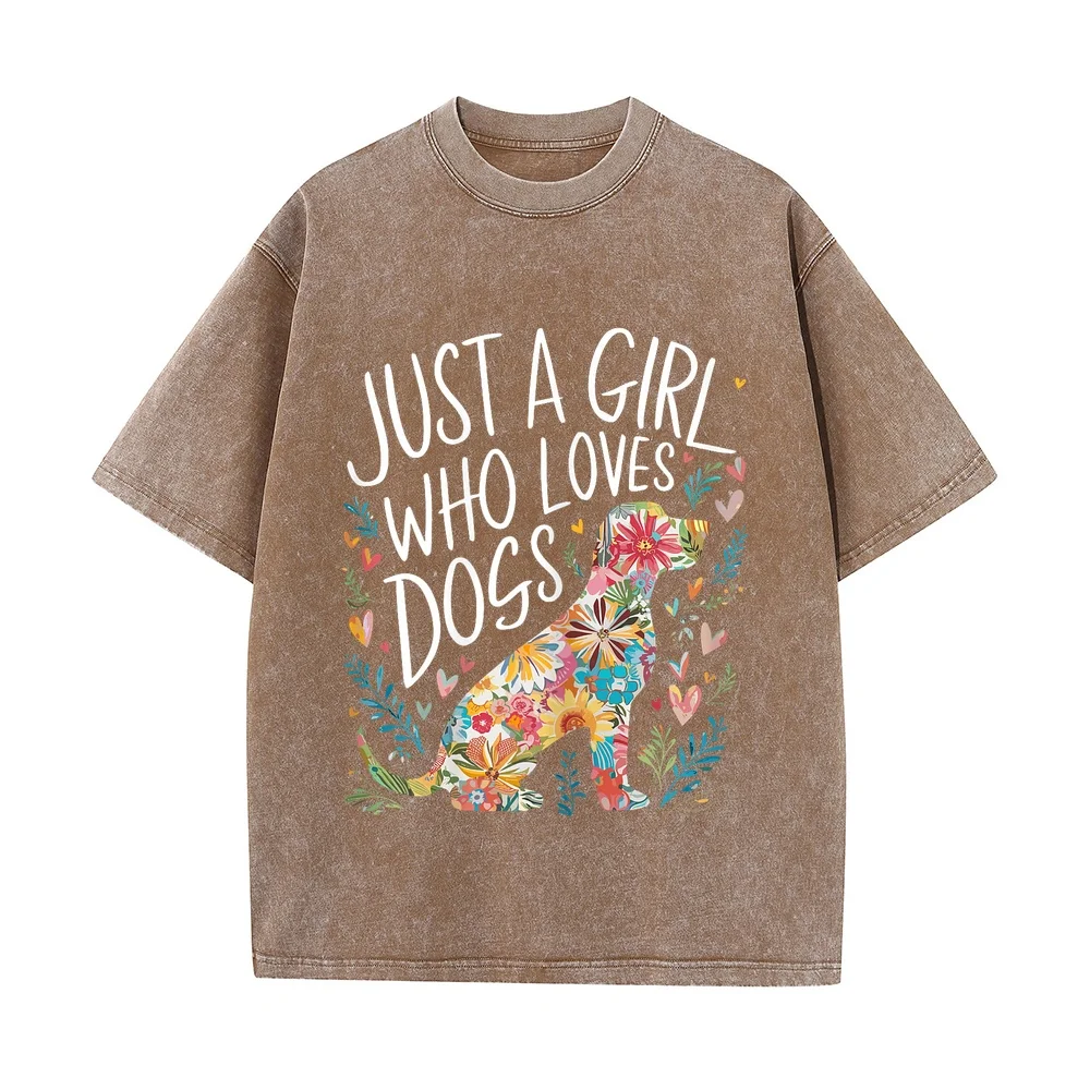 Dog Cute Just A Girl Who Loves Dogs T-Shirt Tシャツ メンズ New In Tops And T-Shirts Custom Shirt Unisex Printed Top Print Gift Tee