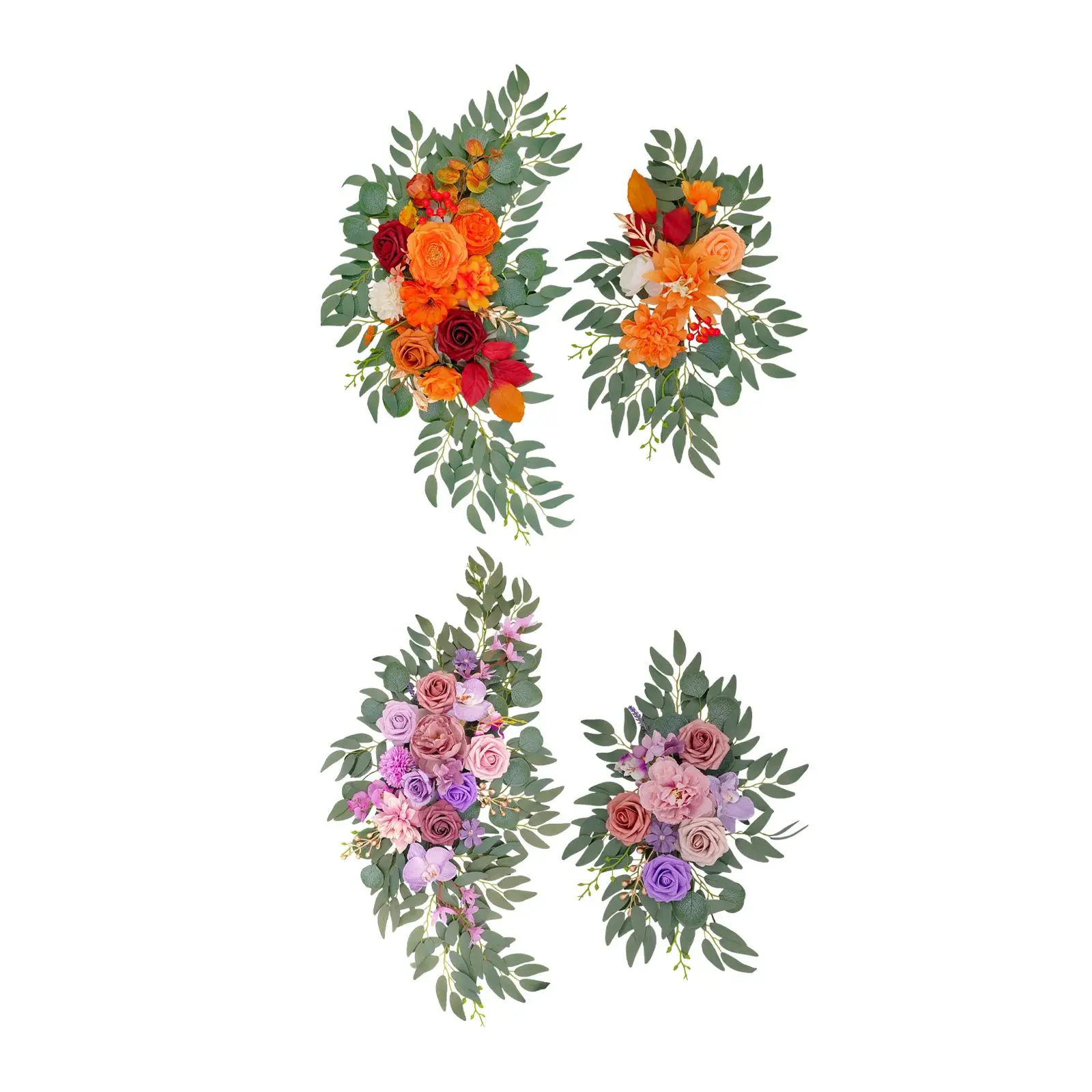 2Pcs Wedding Arch Flowers Artificial Floral Swag for Ceremony Backdrop Table