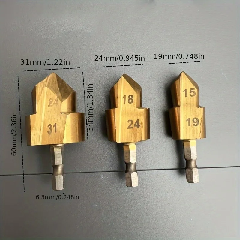 Drill Bit Step Socket For Water PVC Pipe Expander Connector Repair Plumb Fit Reamer Ream Hole Elbow Tee Plumber Tool