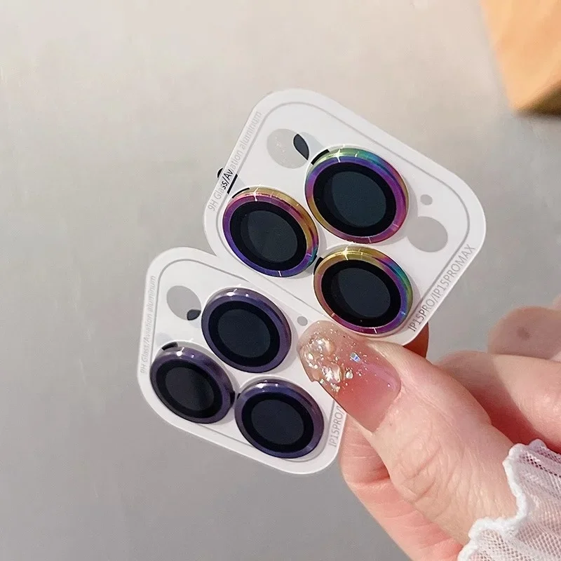 2-3Pcs Volle Abdeckung Kamera Objektiv Schutz Für IPhone 15 16Plus 17 Pro Max 13 Mini Glas Metall objektiv Schutz Film Zurück Abdeckung