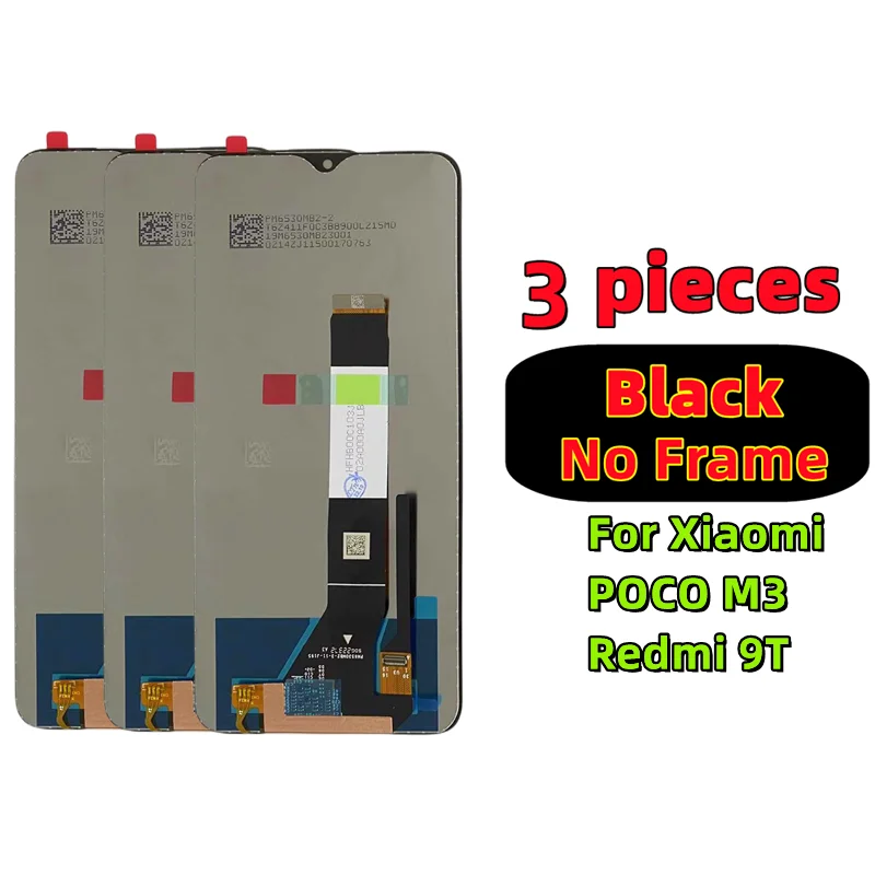 LCD with Frame for Mobile Phone Display, Touch Screen, Digitizer Assembly Replacement, Xiaomi POCO M3, Redmi 9T, Original