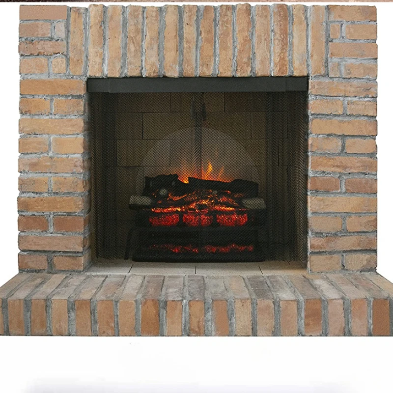 2PCS Fireplace hanging mesh screen curtain black 24" Wide Panels wire Mesh Curtain Screen for fireplace protection