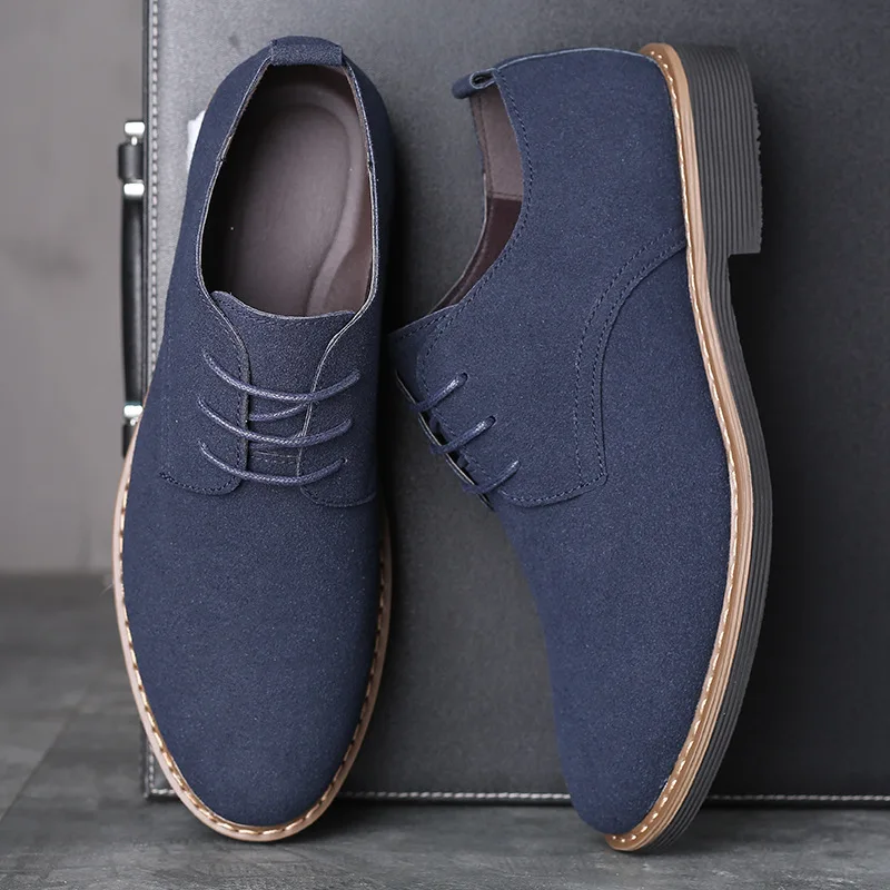 Matte Men's Shoes Stylish Casual Work Men's Sneakers Wear Resistant Multicolored Man Leather Shoes Lace-up Plus-size Men's Shoes
