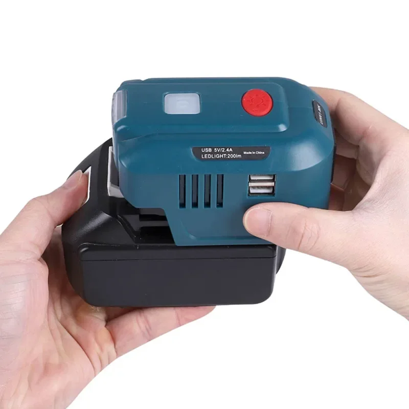 Enchufe de la UE/EE. UU. Para generador inversor de batería de litio Makita de 18V, fuente de alimentación portátil, Adaptador USB Con luz LED para Makita BL1850