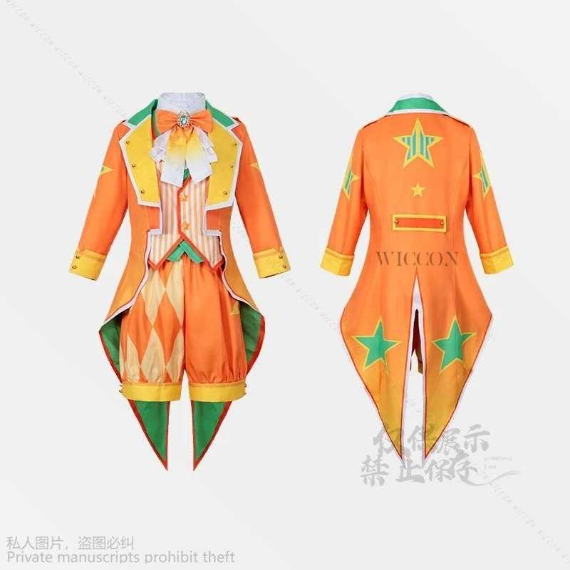 Anime Game Project Sekai  Customized Cosplay Singer Ren Len Dress Uniform Halloween Cute Set Clothes Yellow Wigs