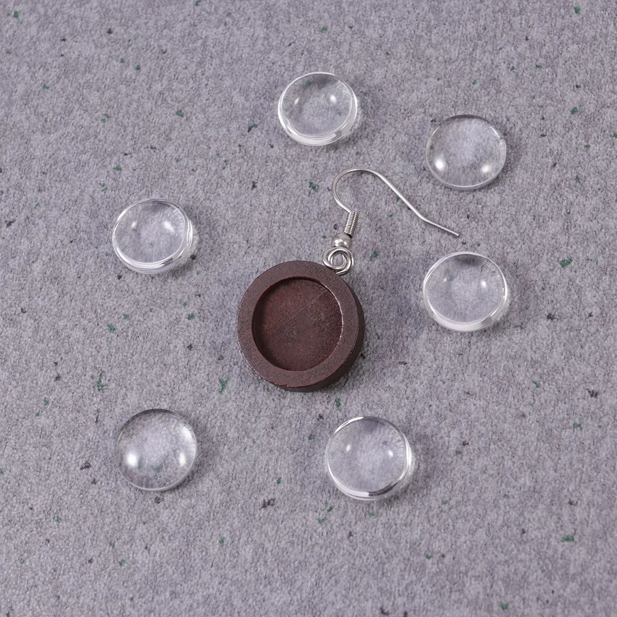 

40 PCS Earring Accessories Earrings Bezel Wood Cabochon Blanks Tray Round Pendant Trays Bamboo