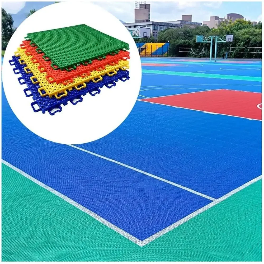 Interlocking Plastic Floor Tiles, DIY Sports Mat, Durable & Easy Clean, 30.5x30.5cm, Yellow, 10-Pack