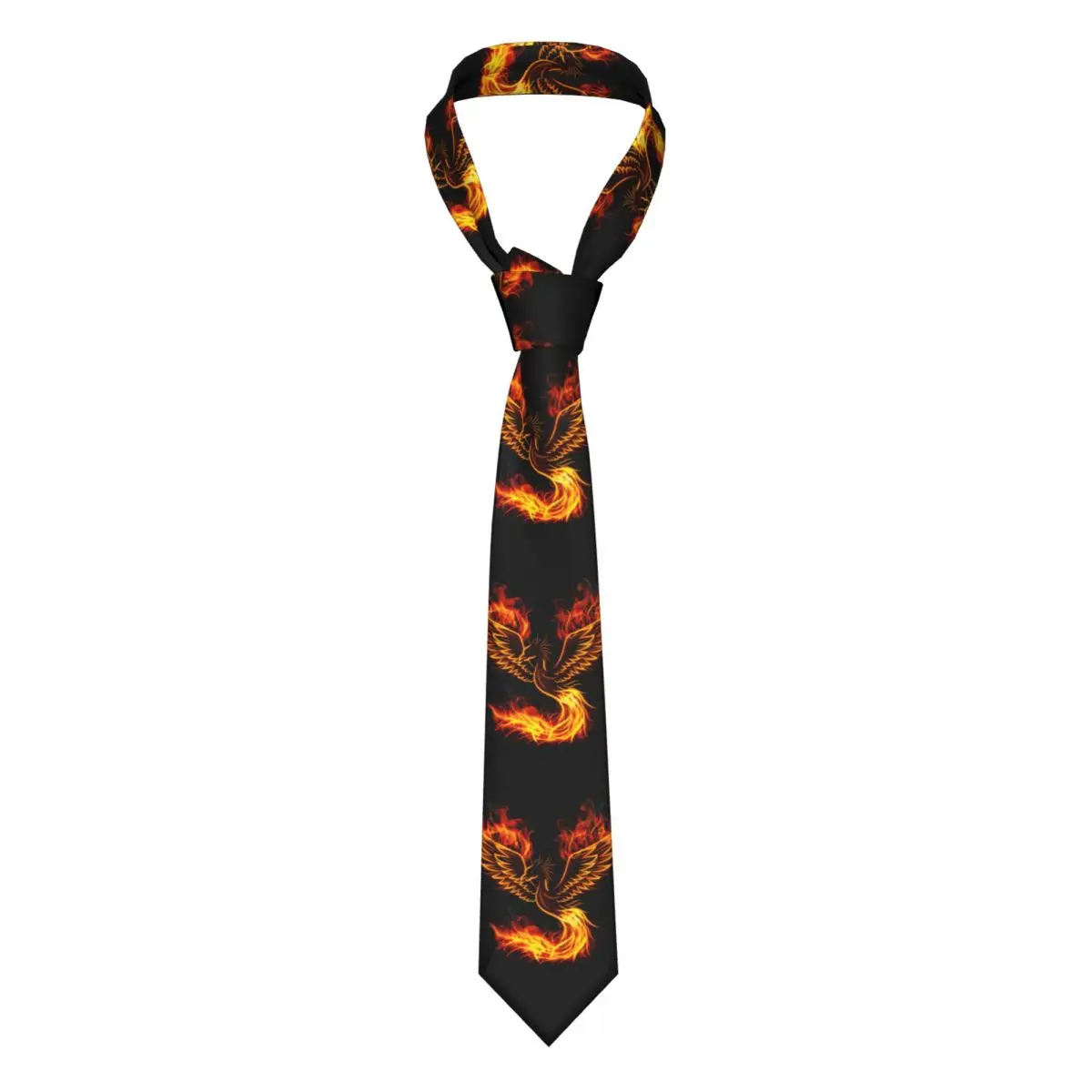 Classic Tie for Men Silk Mens Neckties for Wedding Party Business Adult Neck Tie Casual Fire Burning Phoenix Bird Tie