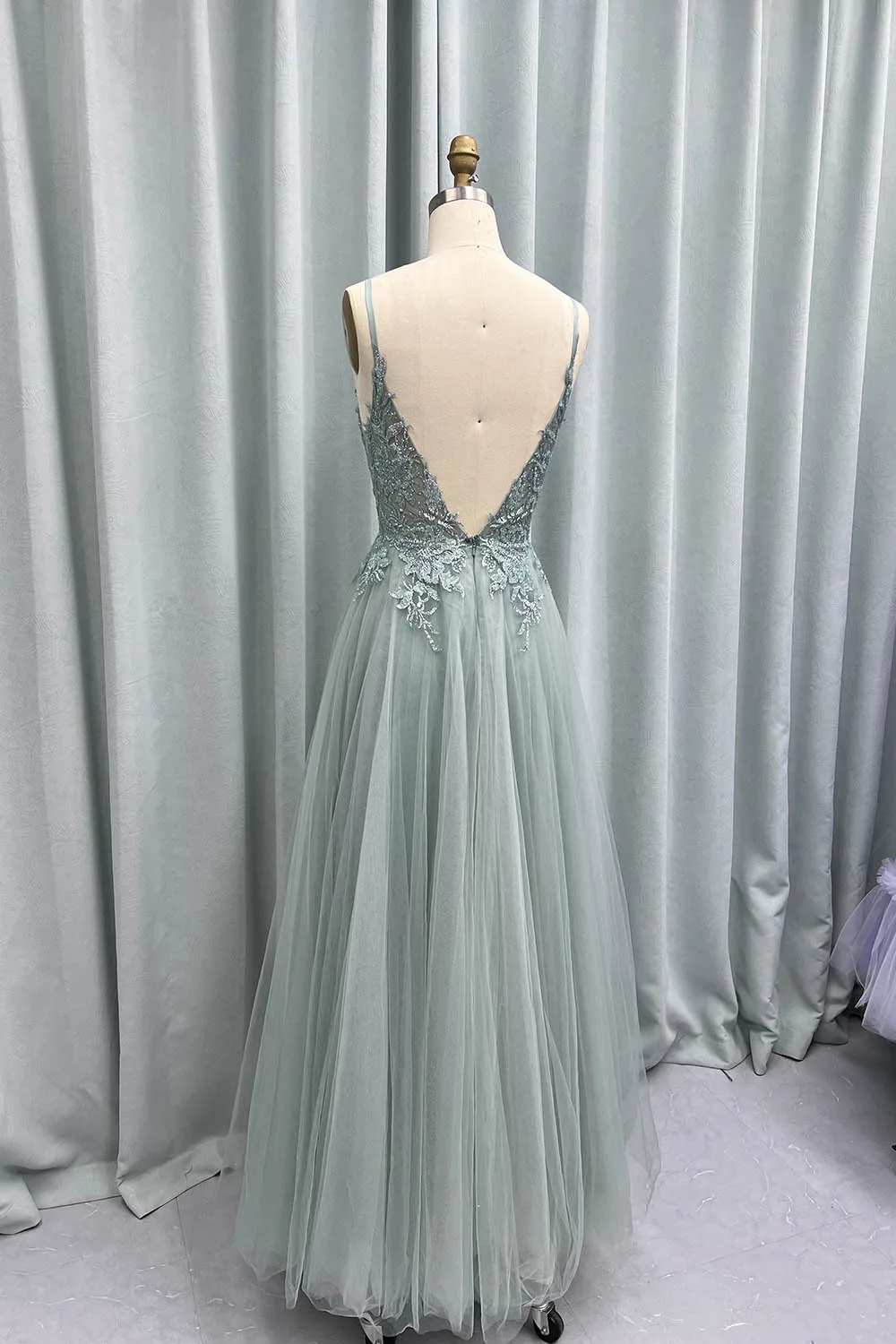 YQLNNE Sexy Straps Long Prom Dresses Glitter Tulle Backless Formal Evening Party Gown