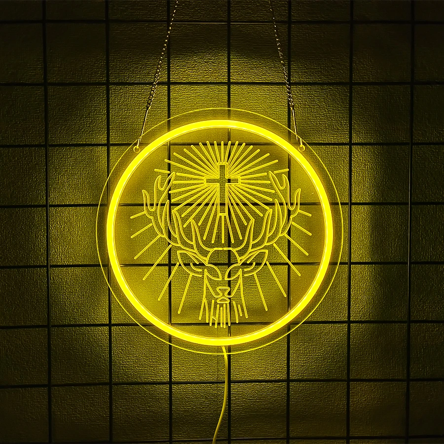 Deer LED Neon Lights Sign for Wall Mount Decor, USB Powered Sign For Bar, Man Cave, Bedroom, Game Room, Garage,Easy to Install.