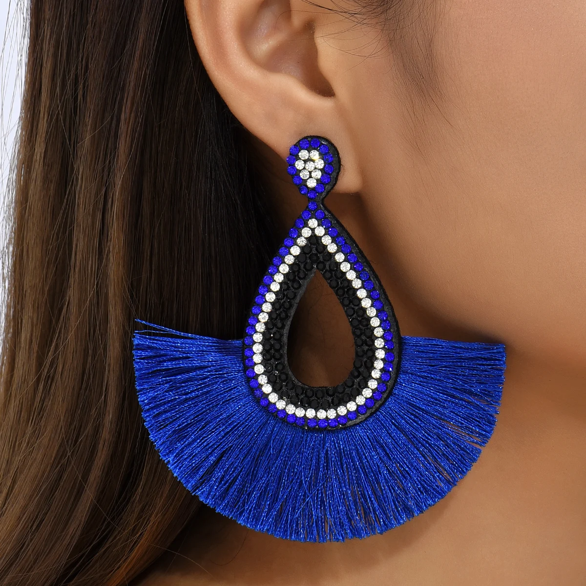 AYAYOO Fashion Bohemia Long Tassel Earrings Ethnic Big Drop Earrings for Women Statement Dangle Earring Girls Fashion Jewelry