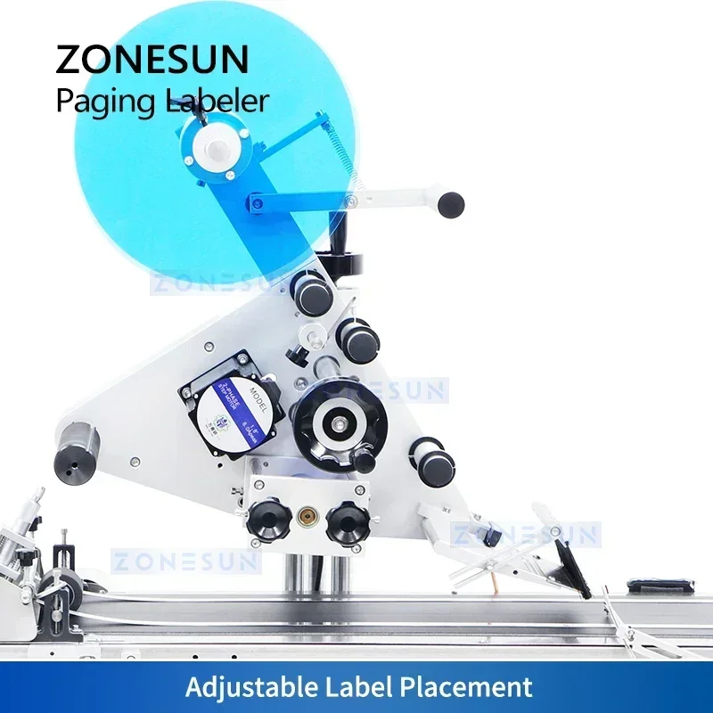 ZONESUN ZS-TB502P Automatic Flat Surface Paging Labeling Machine Card Leaflet Box Pouch Bag Label Applicator Equipment