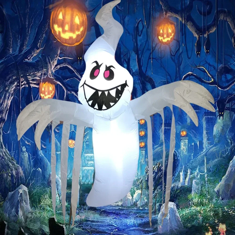 OurWarm-Halloween Inflatable Dead Tree with Ghost Pumpkin Witch Hat, Yard Decoration, 8ft