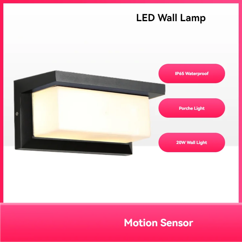 

Waterproof Outdoor LED Wall Light with Motion Sensor IP65 Porch Balcony Garden Lighting Adjustable Porcelain Body