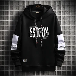 Fashion 2024 Spring Autumn Men's Punk Hoodies Casual Loose Hooded Sweatshirts Sreetwear Pullover Youth Outdoor Sports Tops Hoody