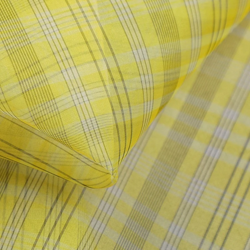 140CM Wide 7MM Thin Silk Organza Fabric,Silk Fabric with Black Lines Printed on Yellow-DIY Sewing Dress Coat Silk Material R337