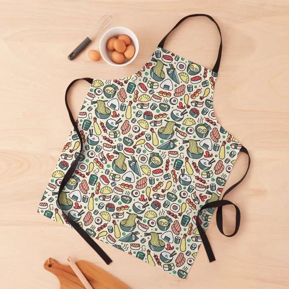 Japanese Food Seamless Pattern - A Tasty Journey Apron Men gift Utensils For Kitchen Apron