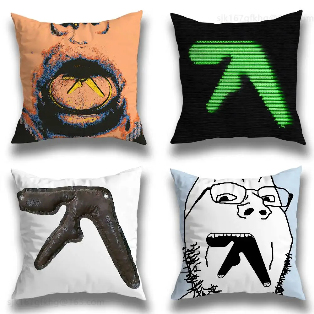 

A-Aphex Twin Pillow Case Square Double-Sided Printing Short Plush Sofa Cushion Cover Bedroom Bedside Pillow