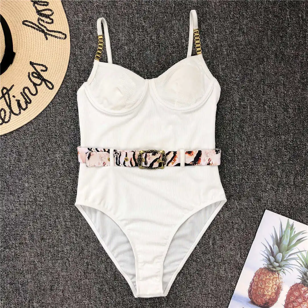 NEU Sexy Badeanzug mit Gürtel, gerippt, für Damen, einteiliger Badeanzug, Damen-Badebekleidung, Bodysuit, Strand V1778 – Detail 36