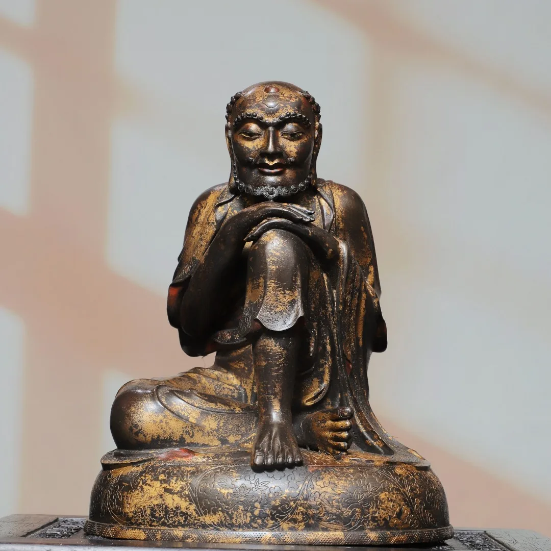 Old Bronze Gilded Cinnabar High Relief Northern Wei Buddha Bodhidharma Sitting Buddha Amitabha Worship Hall Town house
