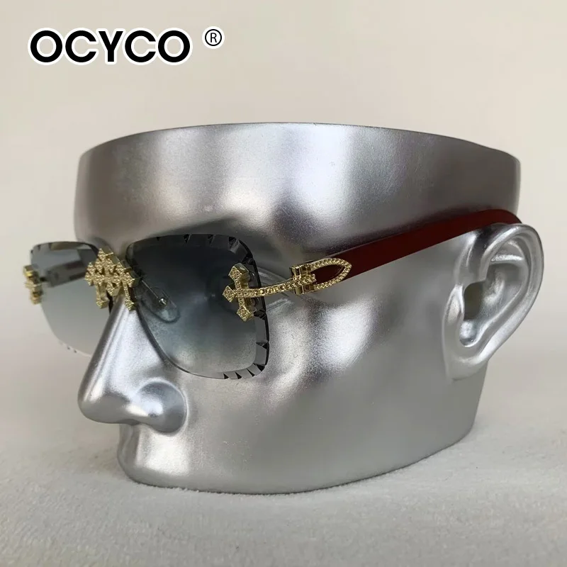 Vintage Randlose Schneiden Objektiv Sonnenbrille Frauen Männer Beliebte Diamant Kreuz Sonnenbrille Luxus Marke Designer Platz Brillen UV400 – Detail 7